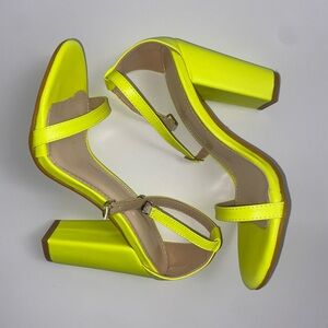 Neon green/yellow chunky heel strappy heels
